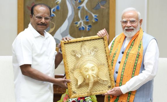 Tripura Governor Indrasena Reddy Nallu meets PM Narendra Modi in New Delhi.